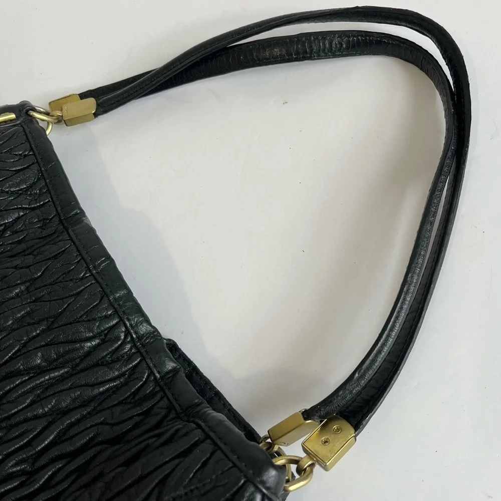 Coach Black Leather Madison Phoebe Gathered Twist Tote Bag